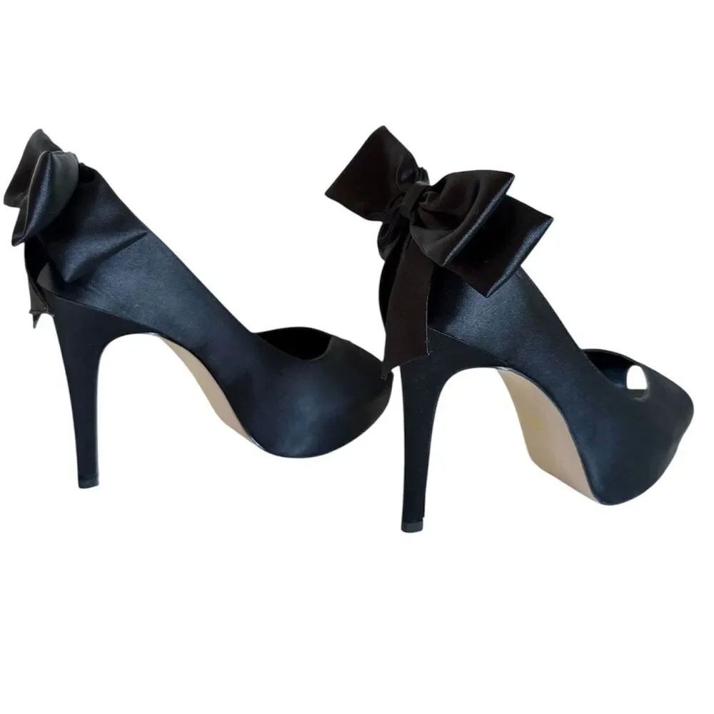 Share POUR LA VICTOIRE Women's Size 6 High Heels Open Toe Platform Pump Black Sa
